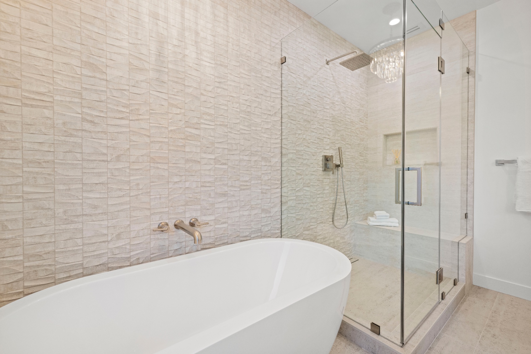 primary bathroom — tub and shower